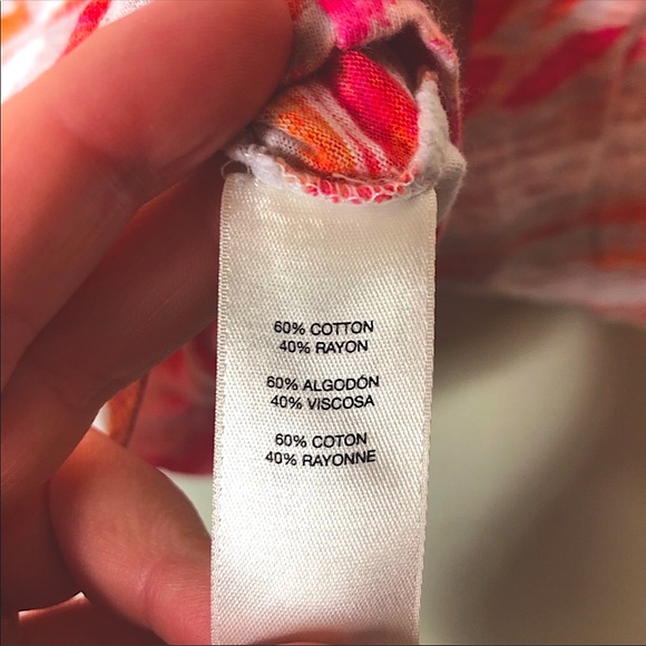 Chico's VIBRANT Peasant Blouse Sz 2 - Picture 7 of 7